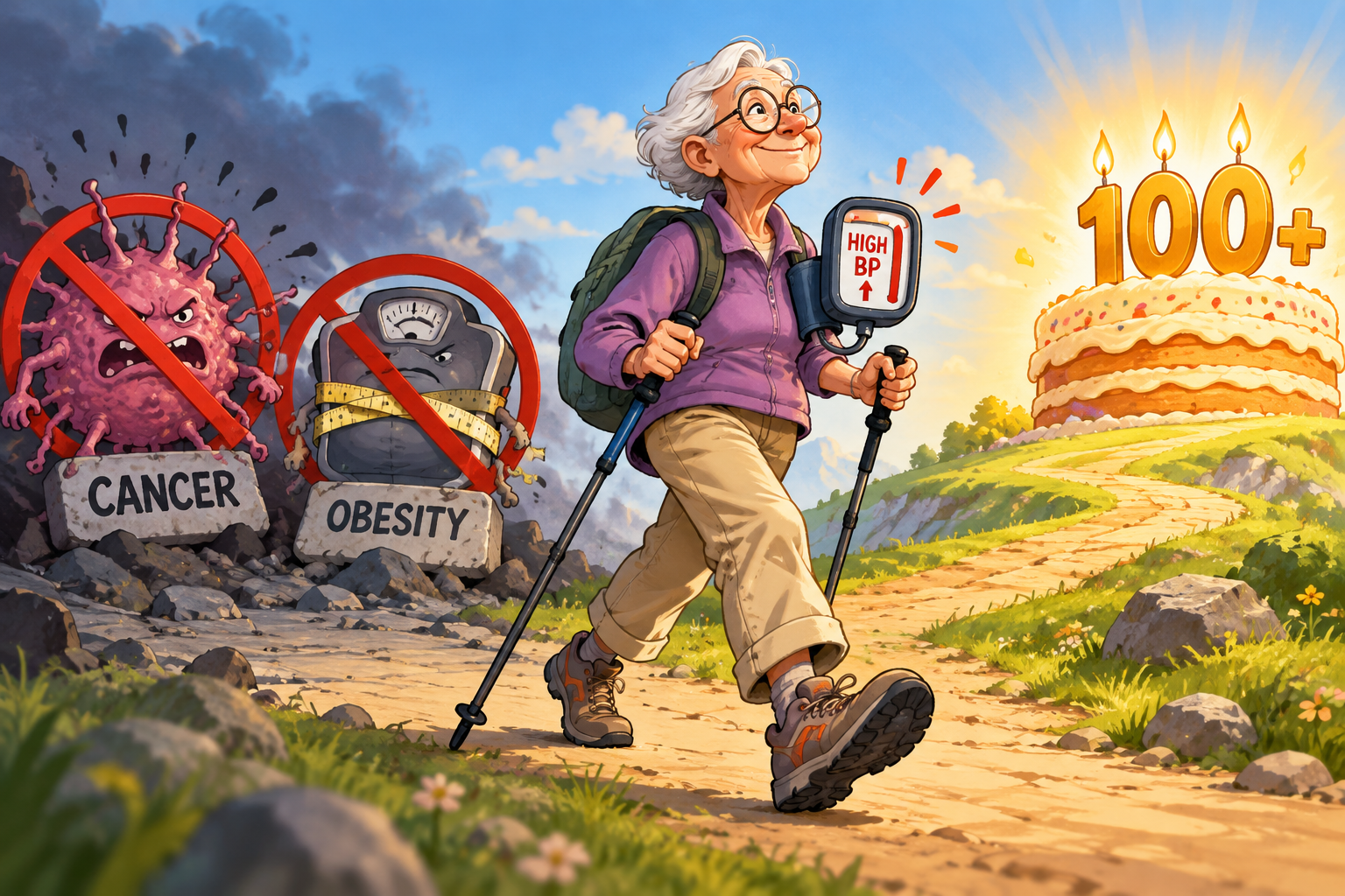 Illustration accompanying research on disease and extreme longevity