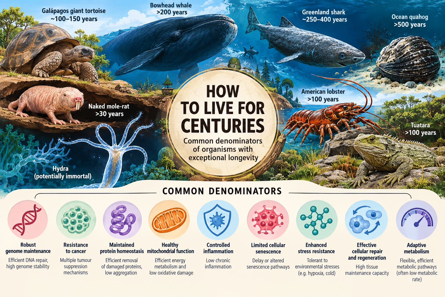Illustration accompanying research on exceptionally long-lived organisms