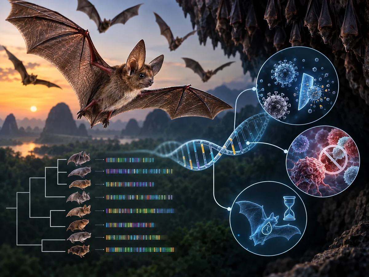 Illustration accompanying Myotis bat genome research