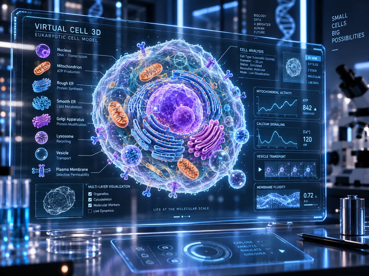 Illustration accompanying virtual aging cell research